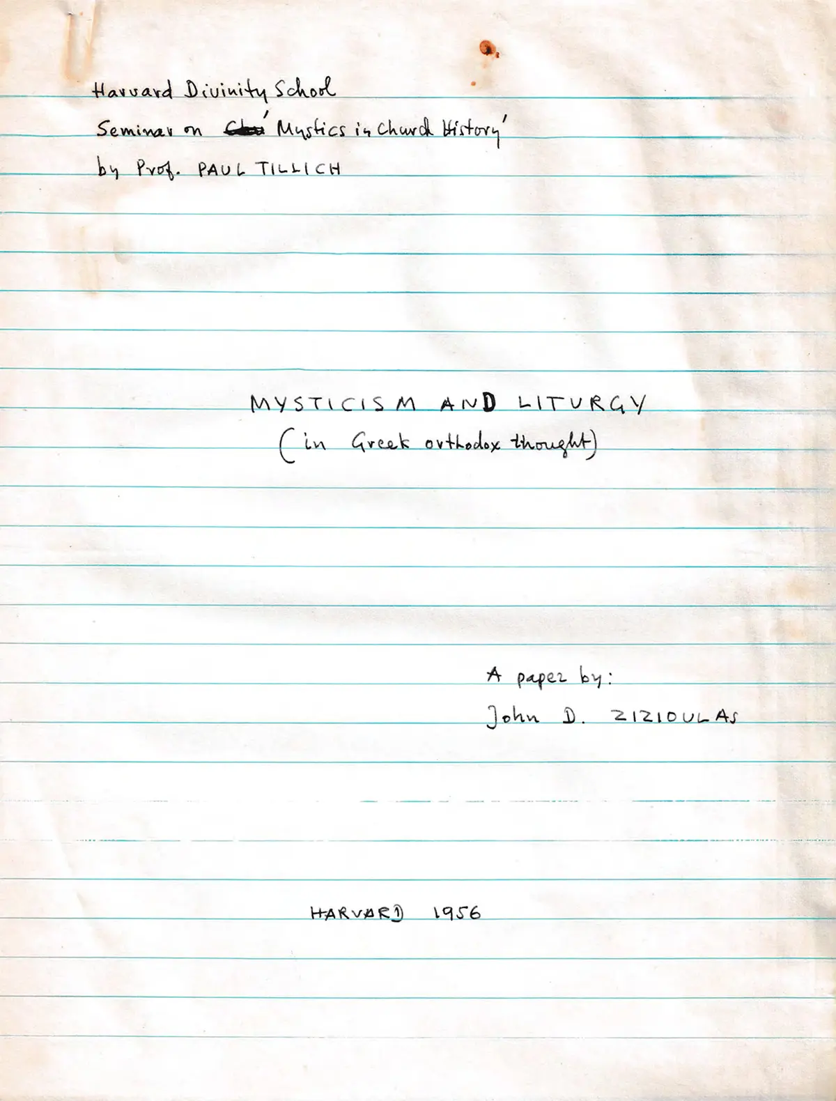 Cover Page from Mysticism and Liturgy, 1956